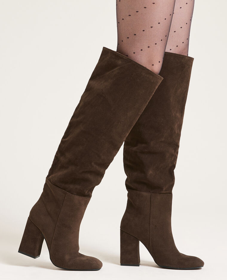 Bottes hautes en suédine marron - Pimkie