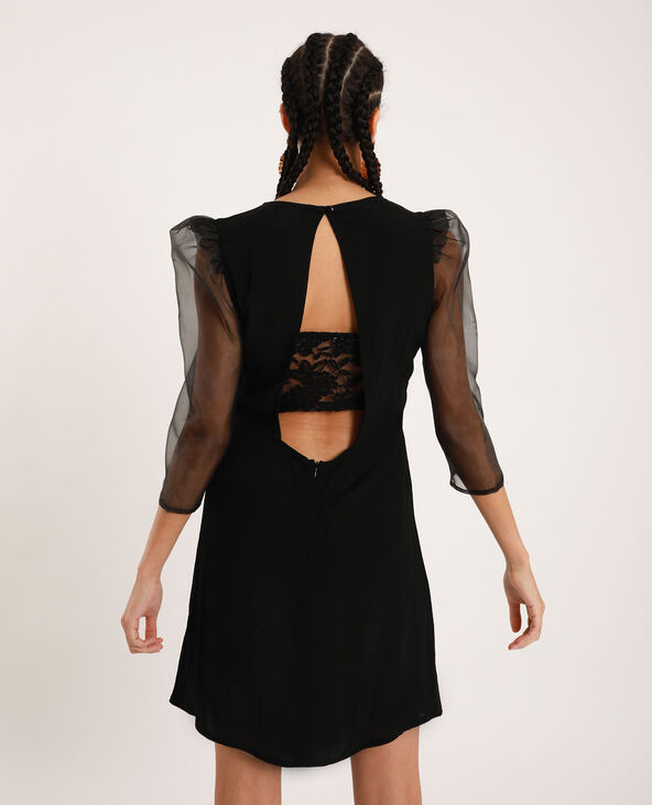 Robe manches organza noir - Pimkie