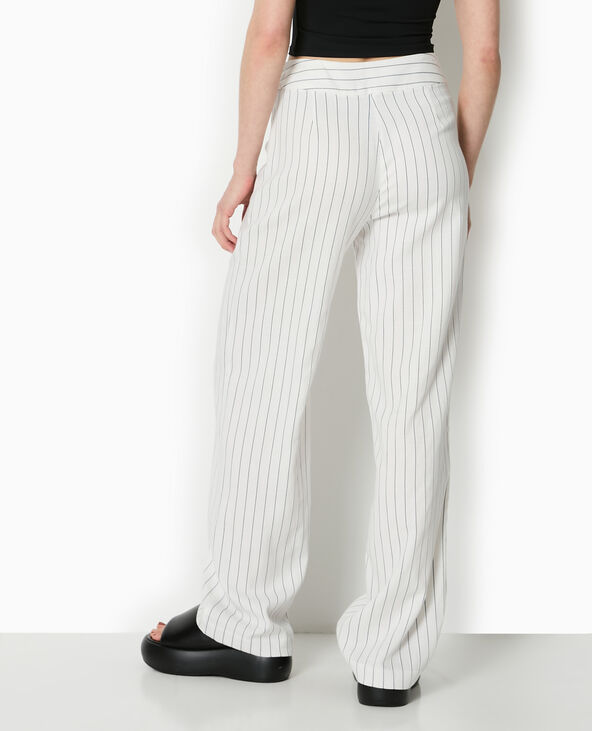Pantalon droit rayé taille haute noir - Pimkie