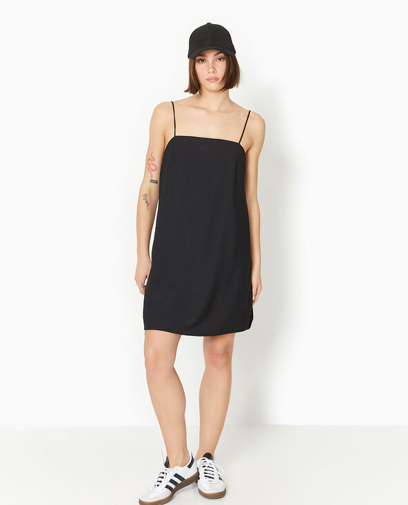 Robe courte avec bretelles à nouer noir - Pimkie