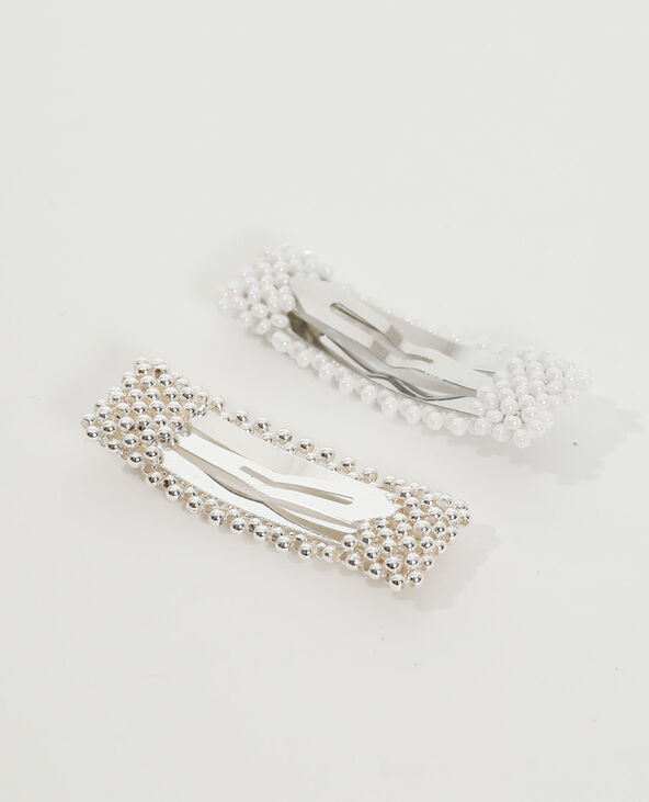 Lot de 2 barrettes perles argenté - Pimkie