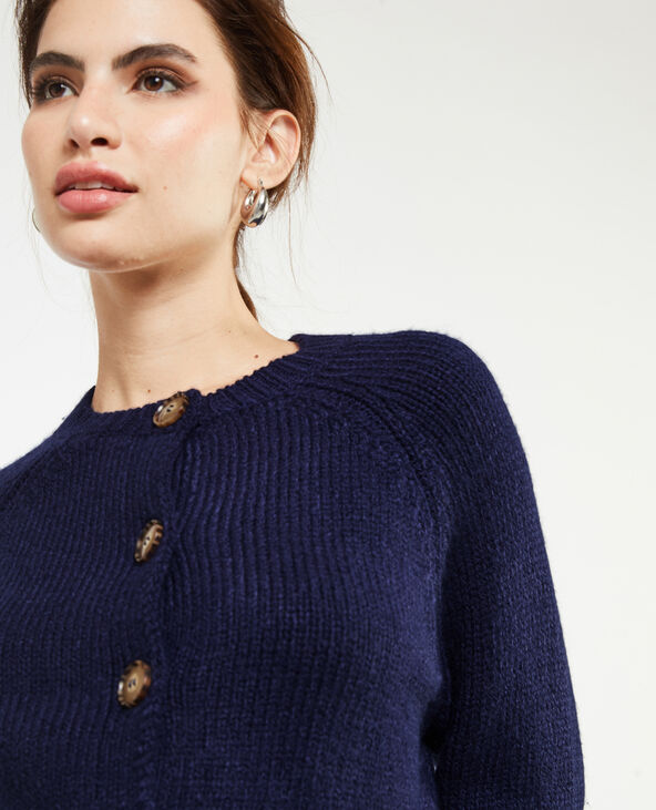 Gilet en maille avec gros boutons bleu marine - Pimkie