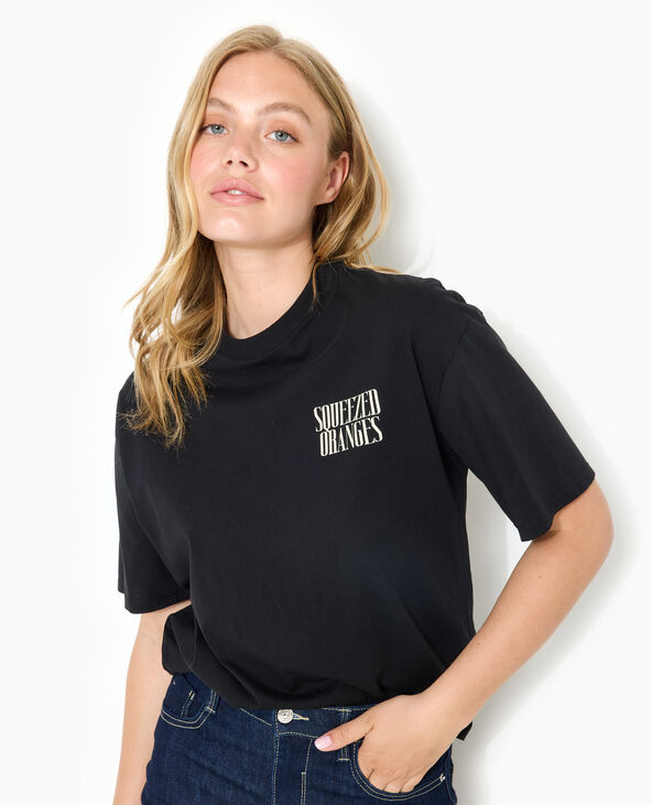 T-shirt oversize avec print poitrine et dos noir - Pimkie