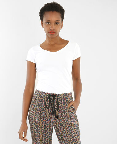 T-shirt col V blanc - Pimkie