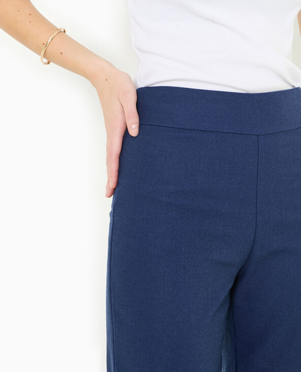 Pantalon droit taille haute avec lin bleu marine - Pimkie