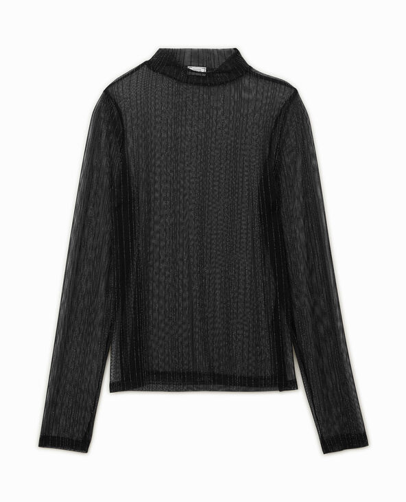 Top col montant avec lurex effet rayé gris foncé - Pimkie