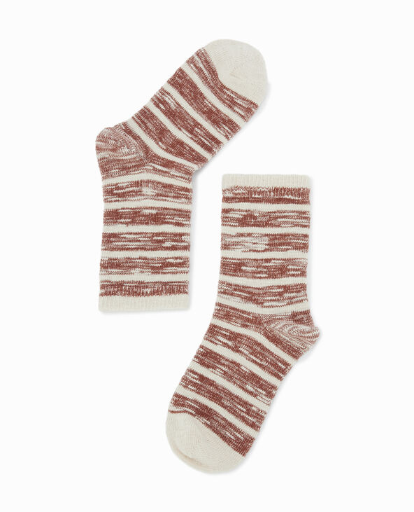 Paire de chaussettes bicolores effet rayé taupe - Pimkie
