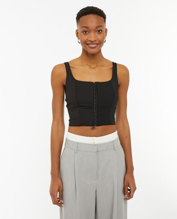 Brassière façon corset avec agrafes noir - Pimkie