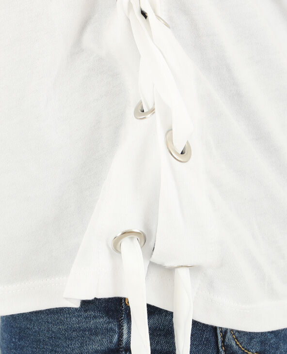 T-shirt à lacets blanc - Pimkie