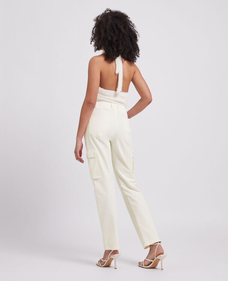 Pantalon droit cargo taille haute beige - Pimkie