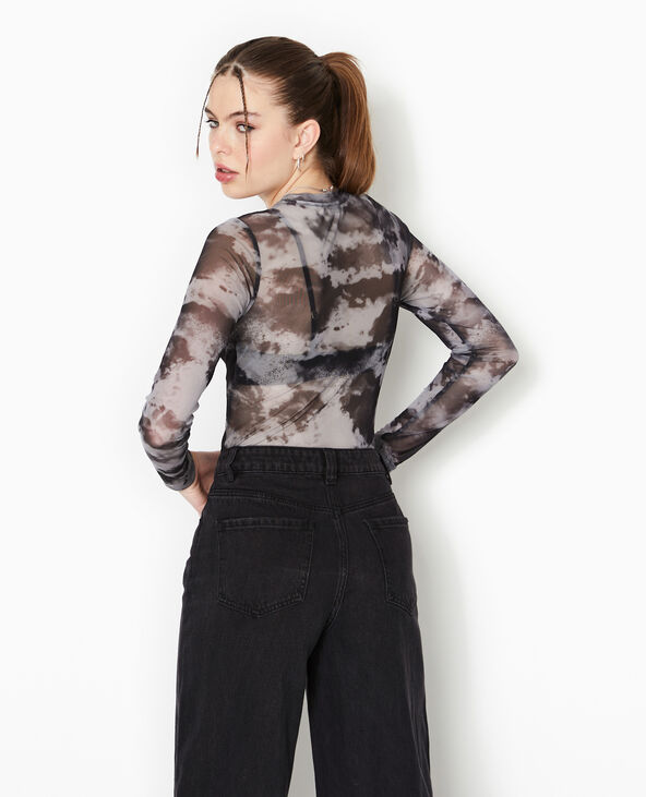Body manches longues en tulle gris - Pimkie