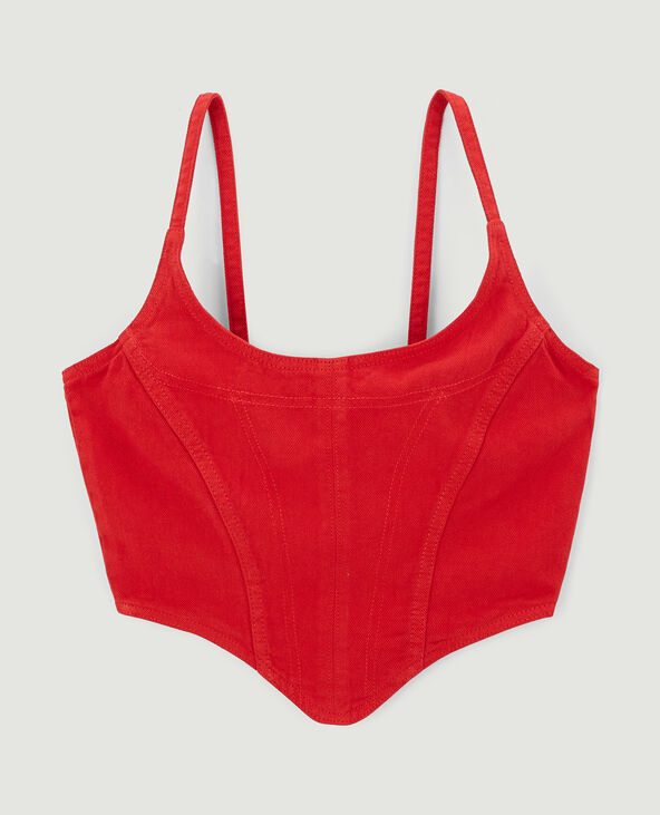 Top brassière en jean rouge - Pimkie