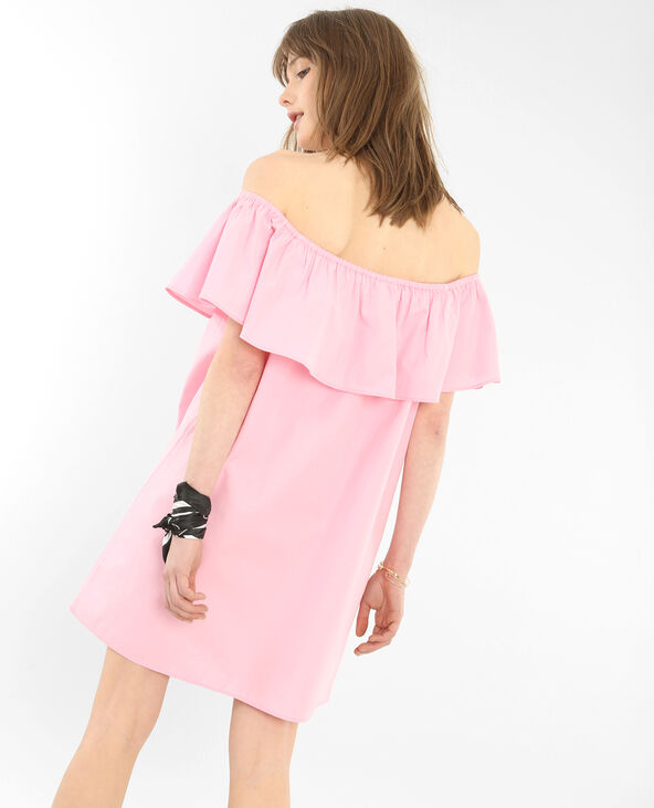 Robe popeline col bardot rose - Pimkie