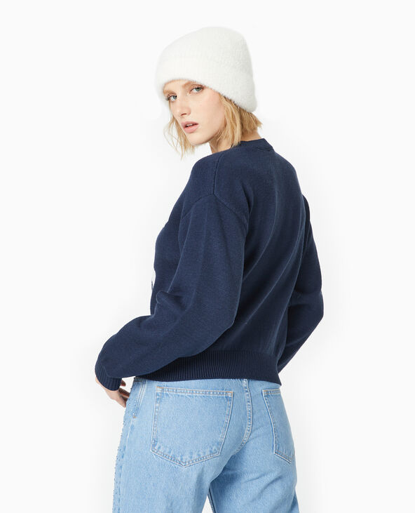 Pull en maille avec nœud devant bleu marine - Pimkie