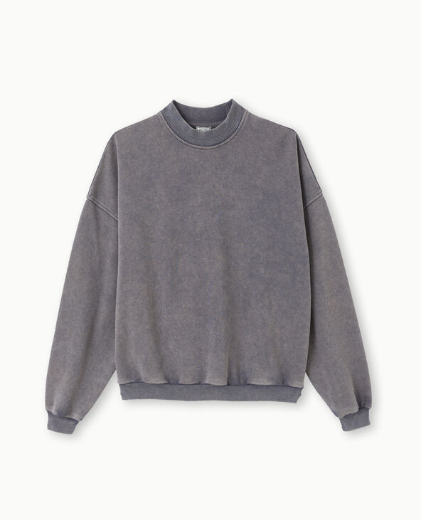 Sweat col rond avec effet délavé gris foncé - Pimkie
