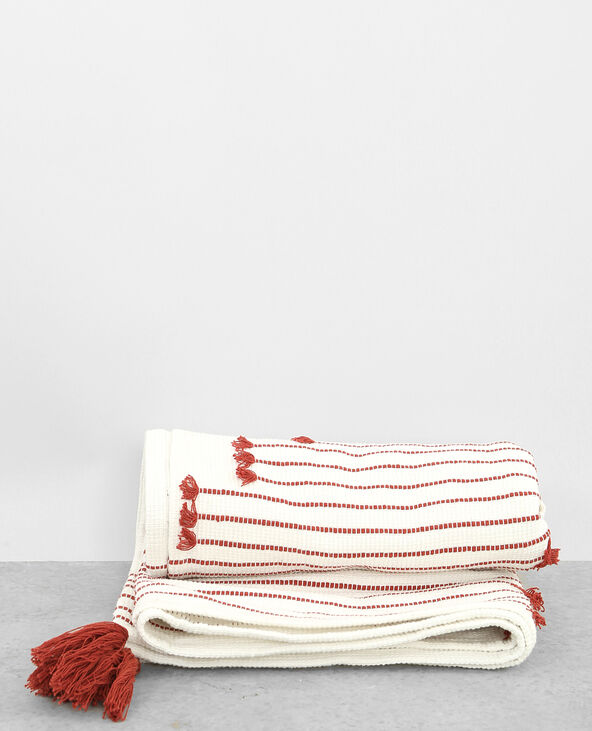 Plaid tissé pompons blanc - Pimkie