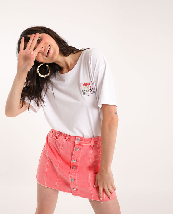 T-shirt chat blanc - Pimkie