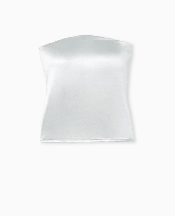 Top bustier bandeau en maille brillante argenté - Pimkie