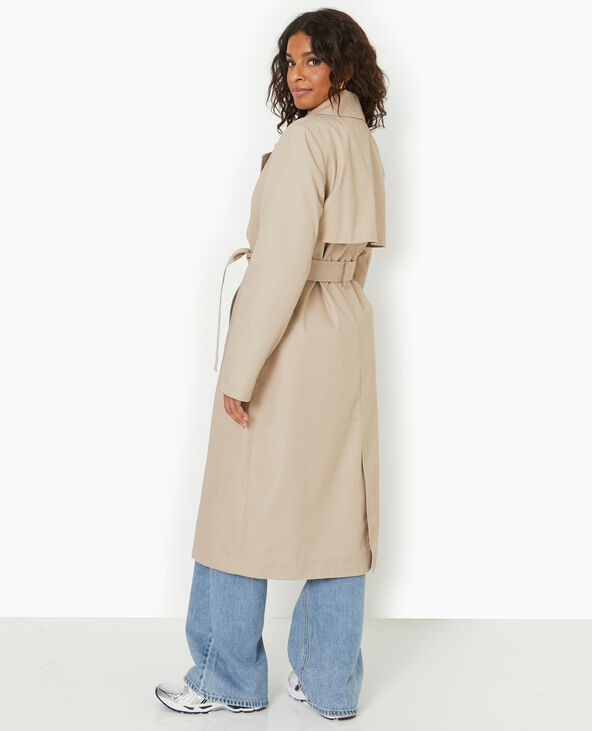 Trench long avec ceinture beige - Pimkie