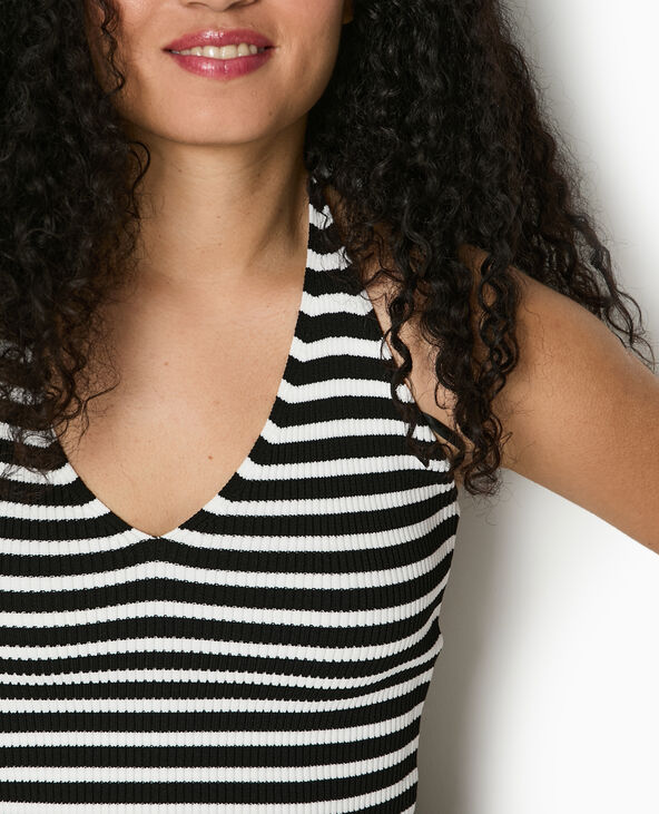 Dos-nu en maille tricot rayée noir - Pimkie