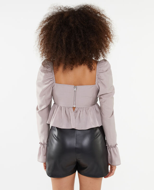 Blouse courte avec volants lilas - Pimkie