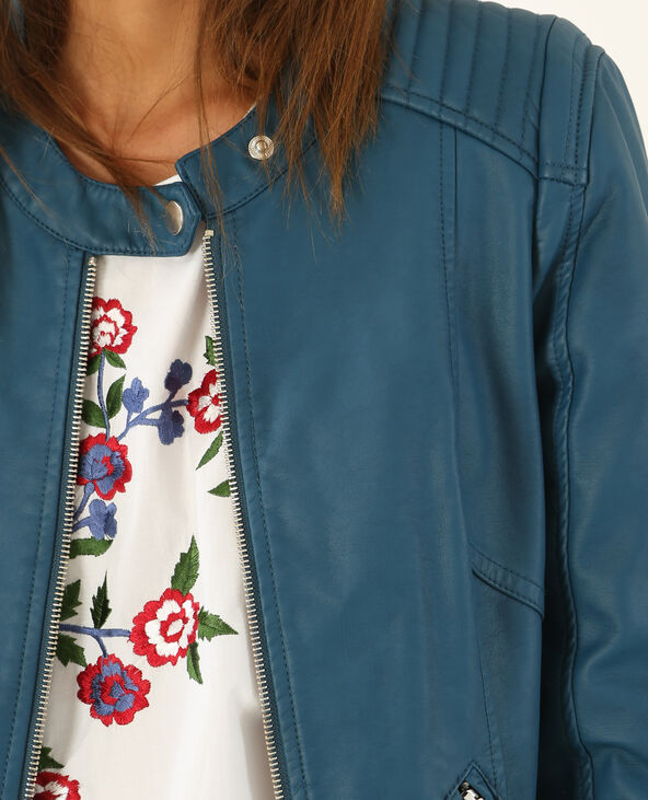 Veste en simili cuir bleu foncé - Pimkie