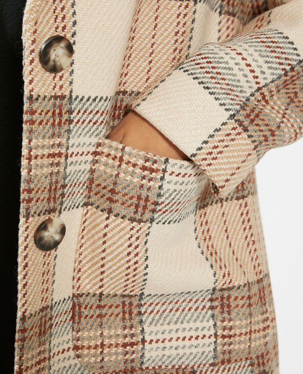 Manteau long à carreaux taupe - Pimkie