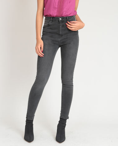 Jean skinny taille haute gris foncé - Pimkie