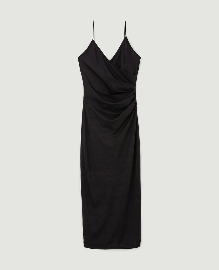 Robe midi cache-cœur en maille satinée noir - Pimkie
