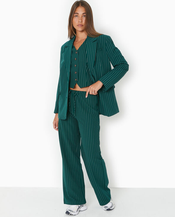 Veste blazer oversize avec rayures banquier vert foncé - Pimkie