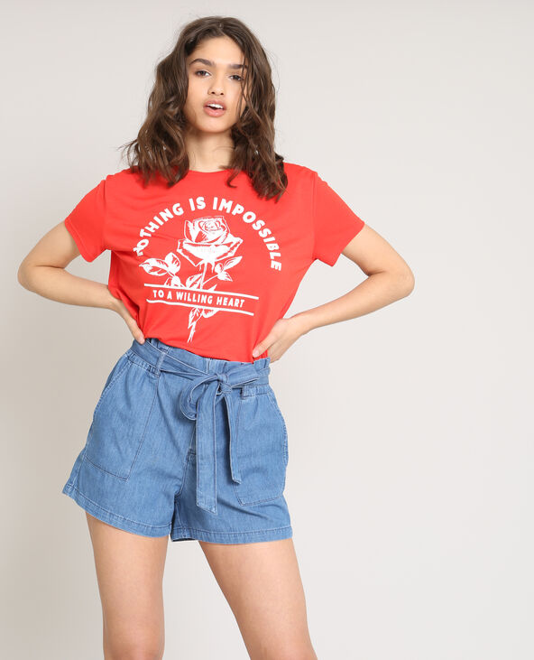 T-shirt Nothing Is Impossible rouge - Pimkie