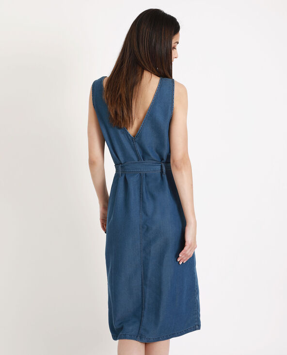 Robe longue à col V bleu - Pimkie