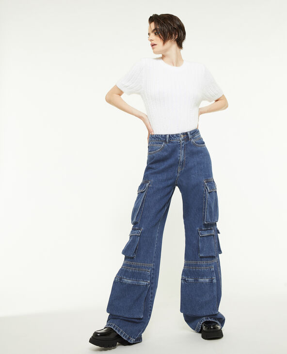 Jean cargo large multipoche bleu - Pimkie