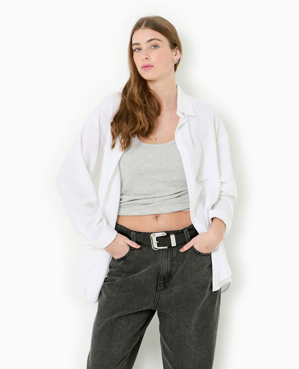 Chemise oversize avec lin blanc - Pimkie
