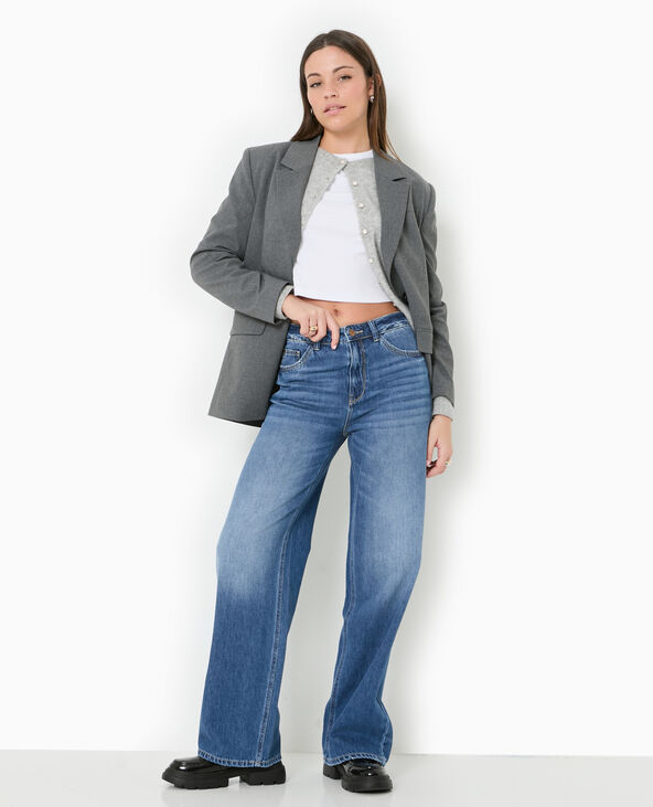 Jean wide taille haute bleu marine - Pimkie