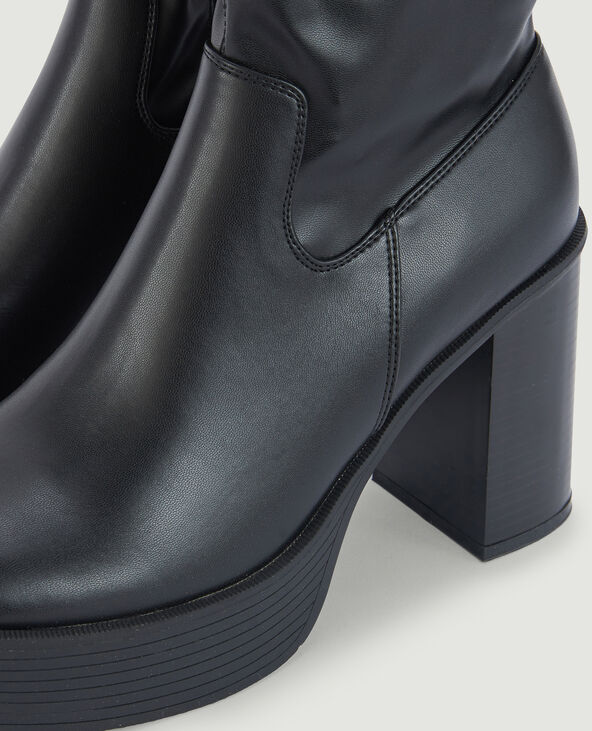 Boots plateforme haut talon noir - Pimkie