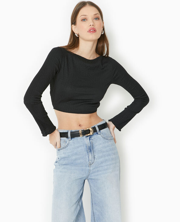 Top dos-nu en maille texturée noir - Pimkie