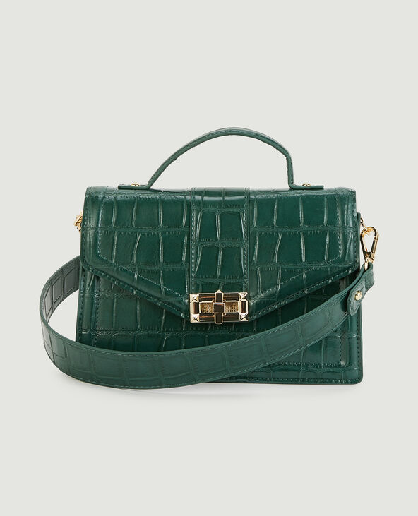 Sac boxy effet croco vert foncé - Pimkie