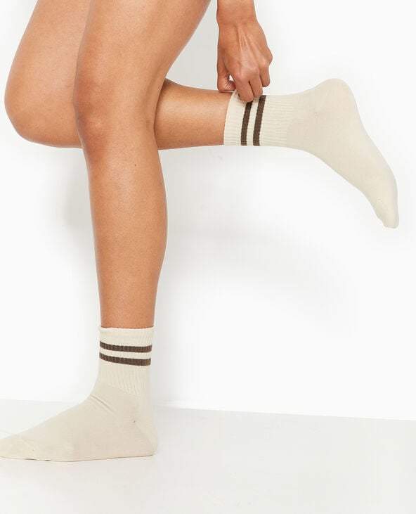 Paire de chaussettes avec bandes vert - Pimkie