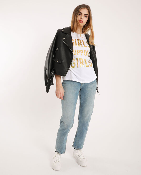 T-shirt Girls support girls blanc - Pimkie