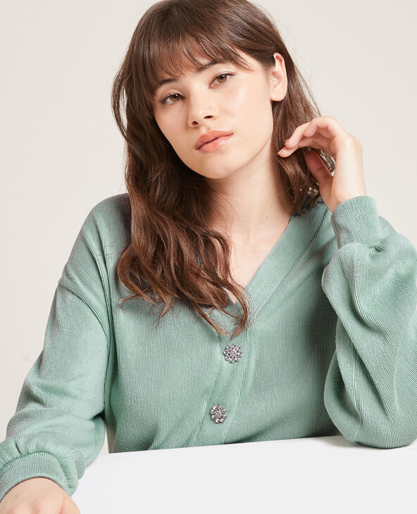 Pull effet gilet en maille côtelée vert - Pimkie