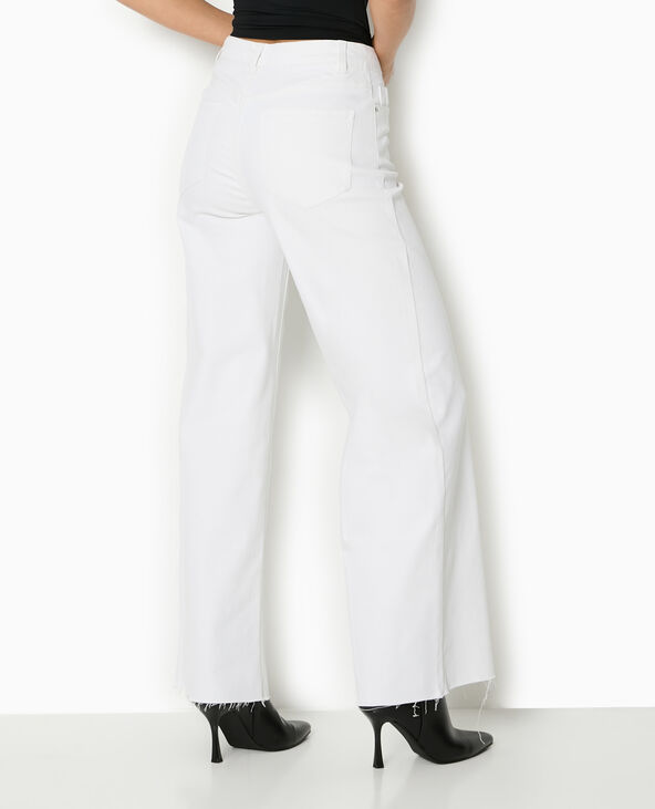 Jean wide taille haute bas coupés blanc - Pimkie