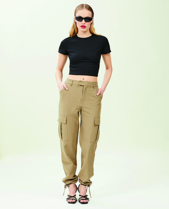 Pantalon cargo bas resserrables vert kaki - Pimkie