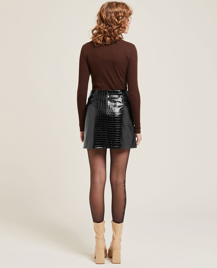 Jupe courte simili cuir noir - Pimkie