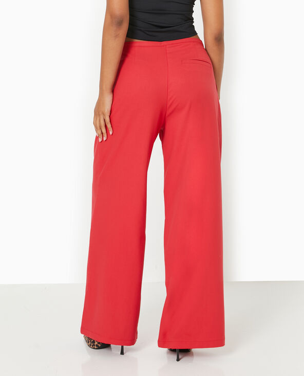 Pantalon large et droit avec pinces rouge - Pimkie