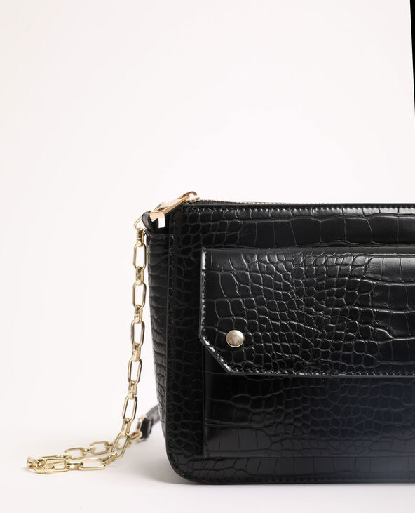 Sac bandoulière croco noir - Pimkie