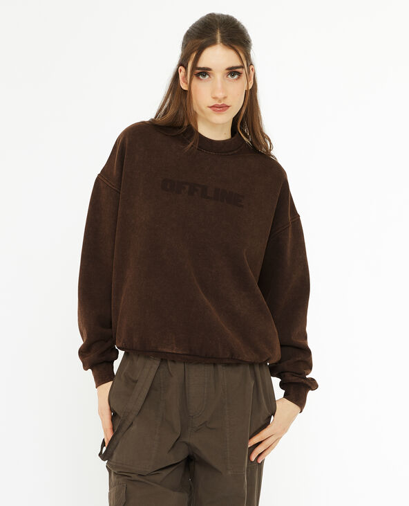 Sweat avec print effet vieilli marron - Pimkie