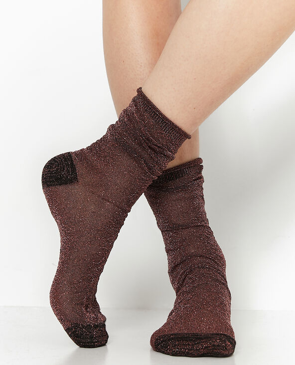 Chaussettes avec fils lurex marron - Pimkie