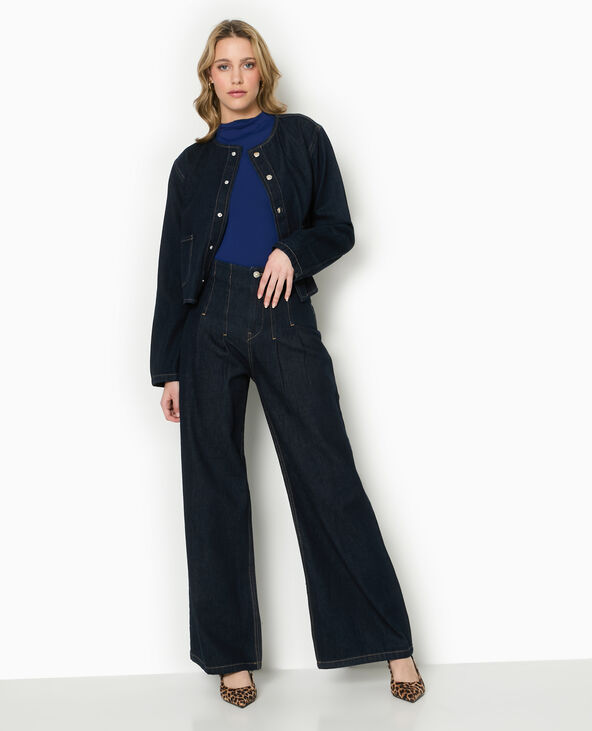 Jean wide taille haute avec pinces bleu - Pimkie