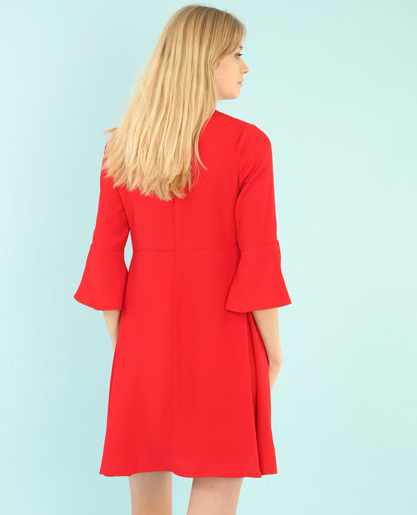 Robe fluide à basque rouge - Pimkie